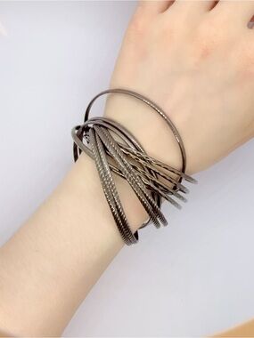 Stacked Gunmetal Bangle Bracelet Set - Women Jewelry